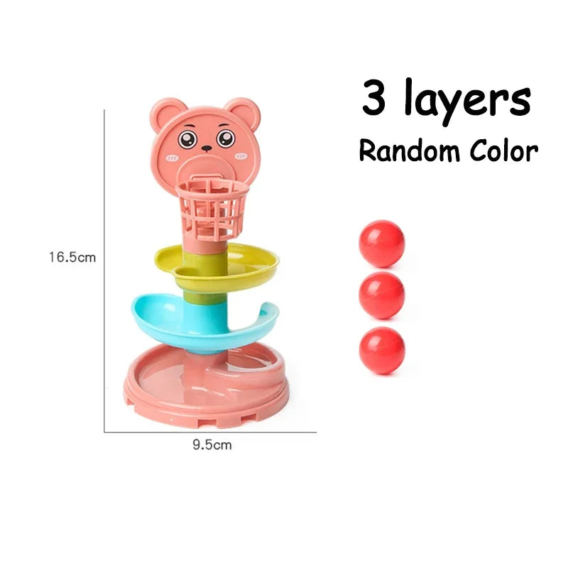 Baby Puzzle Track Turn Around Track Rolling Ball Mental Sliding Ball Tower Education Assembling Toy Gift Stacking Toy for Kids