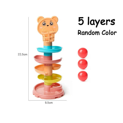 Baby Puzzle Track Turn Around Track Rolling Ball Mental Sliding Ball Tower Education Assembling Toy Gift Stacking Toy for Kids