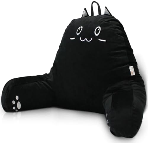 SUNSIDE Kitty Reading Pillow with Memory Foam and Zipper Cover