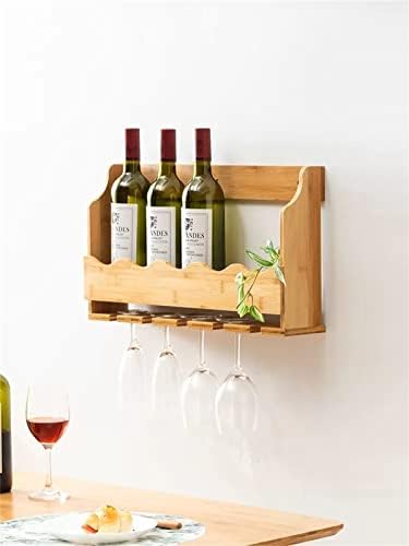 Meiiron Bamboo Wine Rack 5-Bottle Display with Glass Holder
