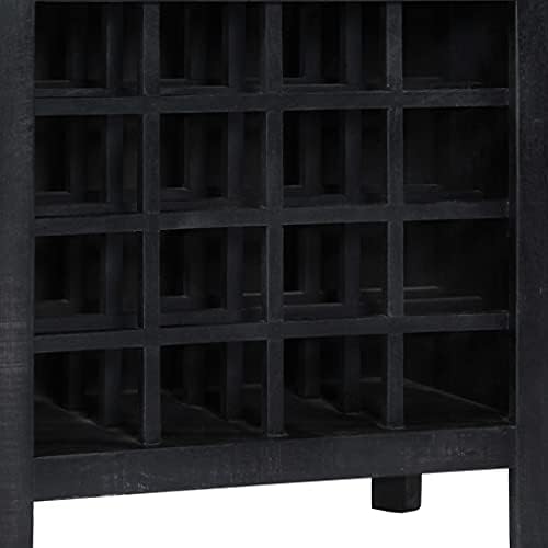 YAFF Black Wine Rack 22x138x295 Solid Mango Wood