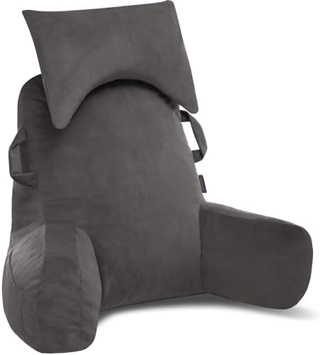 Unisakey Reading Pillow with Headrest and Pockets