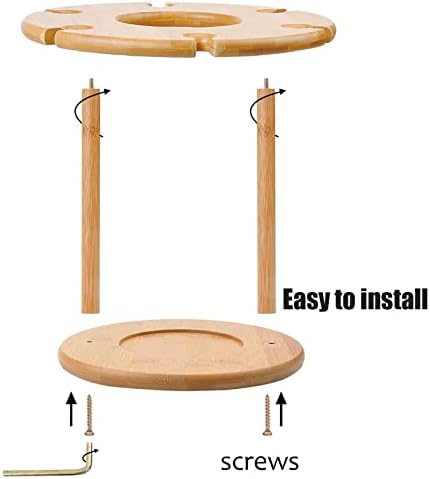 WORDFUN Bamboo Wine Holder with 6 Glasses