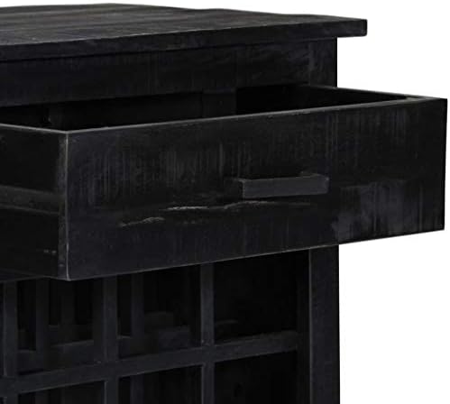 YAFF Black Wine Rack 22x138x295 Solid Mango Wood