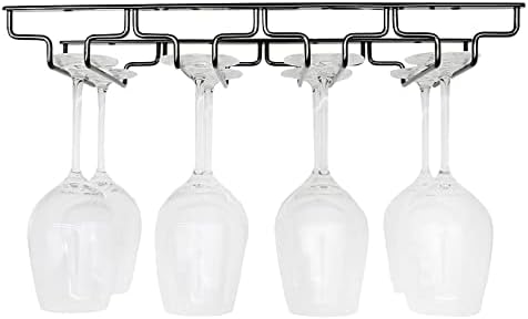 WORDFUN Wine Glass Hanging Rack Black 3 Slots