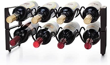 2 Tier Metal Wine Rack for 8 Bottles - Black