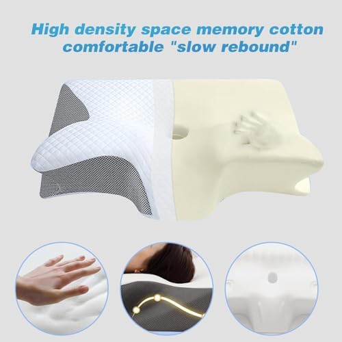 Ergonomic Memory Foam Pillow with Cooling Contour and Adjustable Support