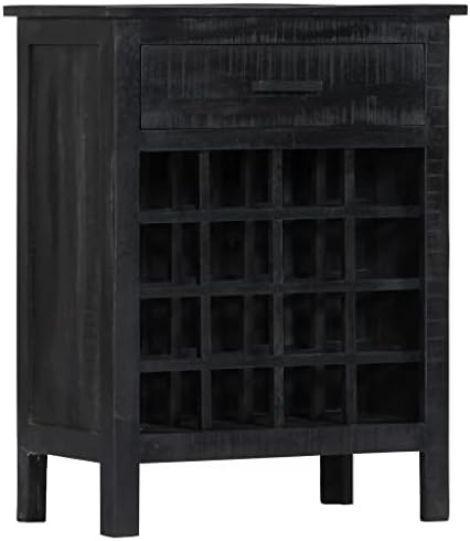 YAFF Black Wine Rack 22x138x295 Solid Mango Wood