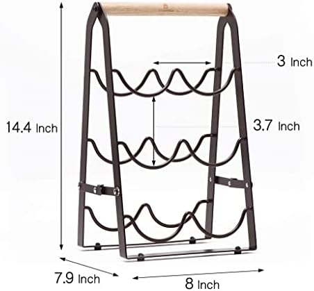 Generic LMingKun Foldable Wine Rack - 2-6 Bottle Black Metal Stand
