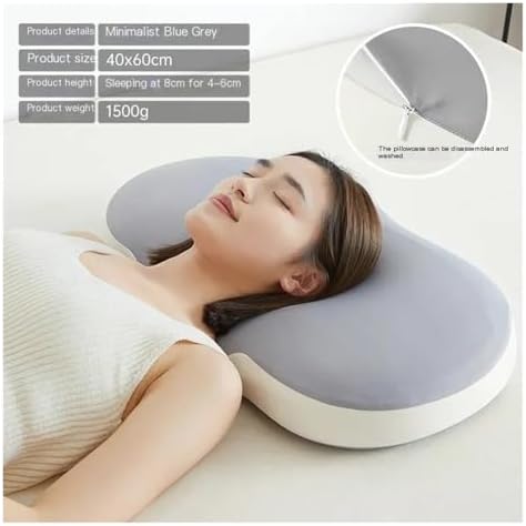 PTAWAA Nap Memory Cotton Slow Rebound Neck Pillowcase Grey Purple