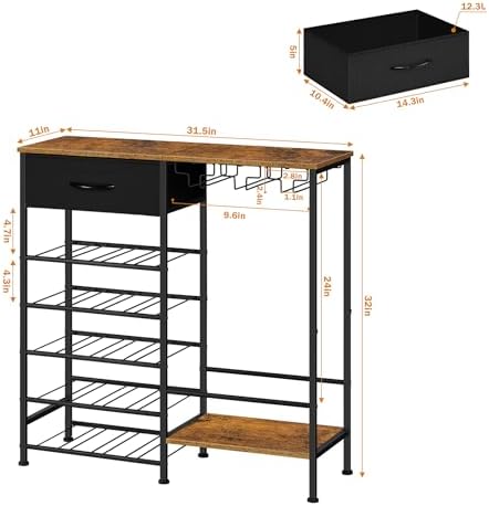 OYEAL 5 Tier Freestanding Wine Rack with Storage