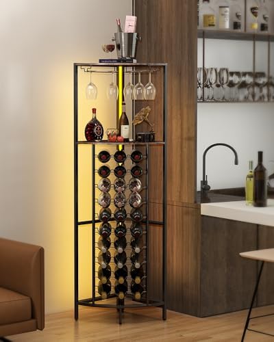 Baoz 30 Bottle Corner Wine Cabinet with LED Light