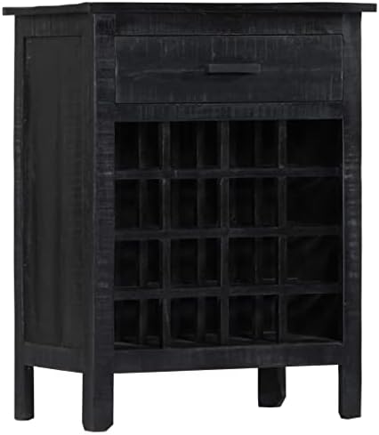 YAFF Black Wine Rack 22x138x295 Solid Mango Wood
