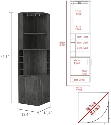 Extra Large Capacity Wine Cabinet with Double Doors and 8 Shelves