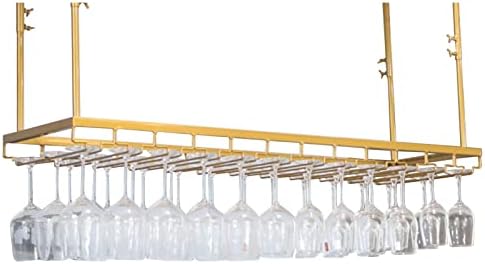 ZJDYDY Ceiling Wine Rack with Bottom Holder Gold