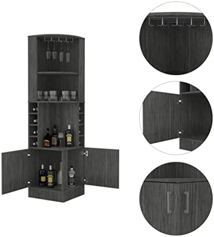 Extra Large Capacity Wine Cabinet with Double Doors and 8 Shelves