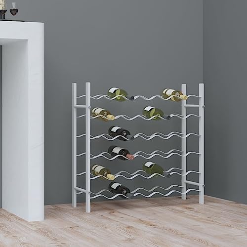 vidaXL White Metal Wine Rack for 36 Bottles