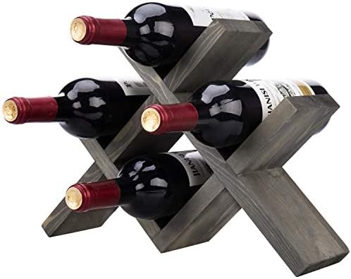 MyGift 4-Bottle Rustic Brown Wood Wine Rack