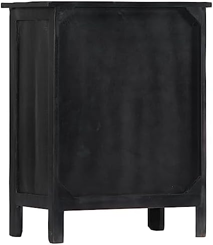 ROMHZKS Wine Rack Black Solid Mango Wood 22x138x295
