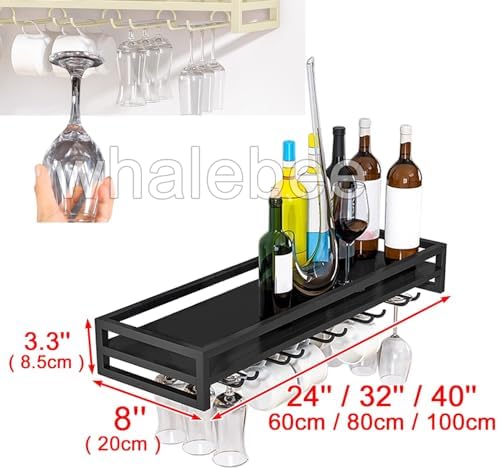 Whalebee Wall Mounted Wine Glass Rack 60cm 80cm 100cm 5 7 9 Rows
