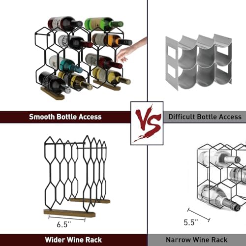 Buruis 14-Bottle Wine Rack with Acacia Base