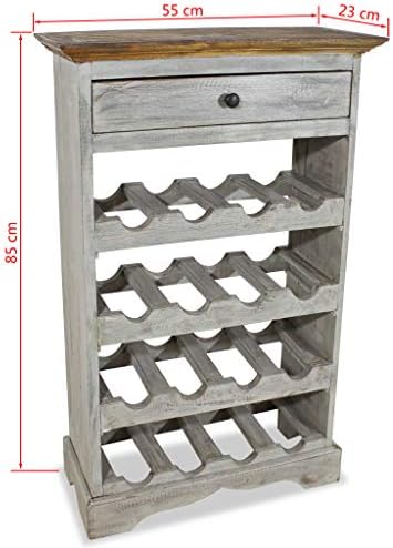 16-Bottle Wine Cabinet with Storage Drawers Solid Reclaimed Wood Display Rack