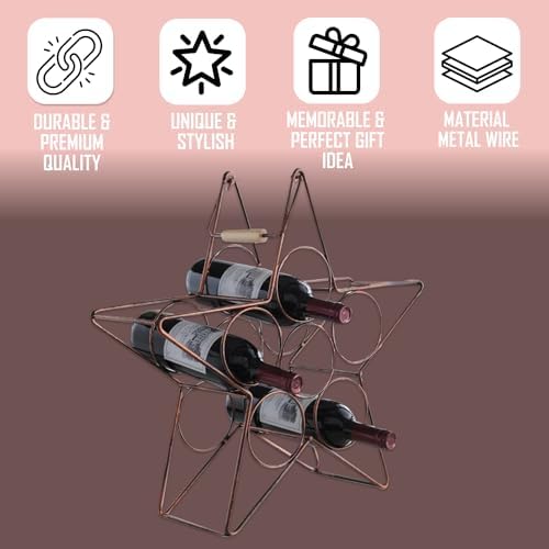 Kings Brand Furniture Metal Wine Rack - Brushed Copper Freestanding 6-Bottle