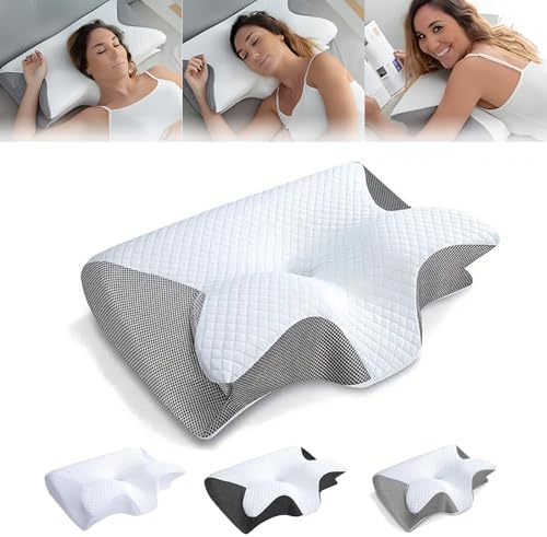 Ergonomic Memory Foam Pillow with Cooling Contour and Adjustable Support
