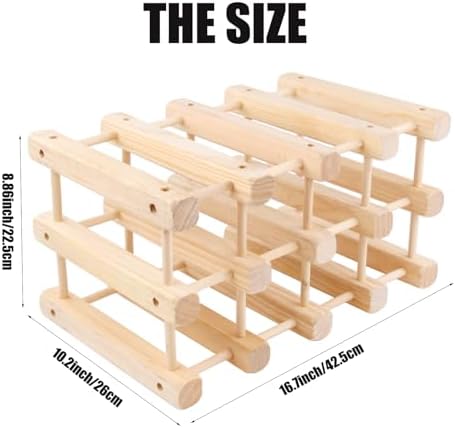 YYRZZ 12 Bottle Tabletop Wine Rack Wooden Holder Stand