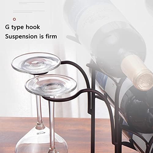 JUSHZ Freestanding Wine Rack Wooden Holder with Wrought Iron Frame