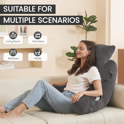 Unisakey Reading Pillow with Headrest and Pockets
