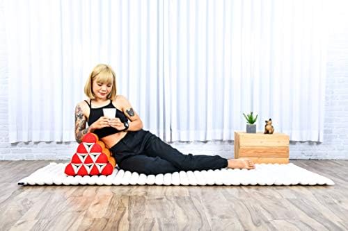 Leewadee Triangle Pillow Kapok Filled Comfortable Reading Backrest 20x13x13 Inches Orange Red