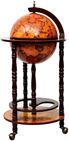 36 Inch Retro Globe Bar Cabinet with Wheels