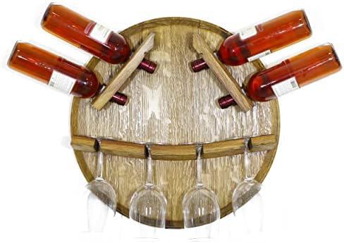 Handmade Oak Wine Glass and Bottle Display