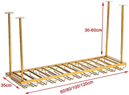 ULAINE Ceiling Metal Wine Rack with Height Adjustment - Gold 60cm