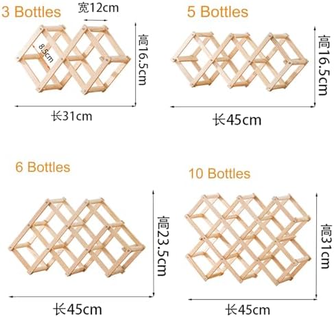 NALoRa Foldable Wood Wine Rack with 10 Bottle Capacity