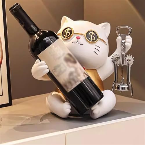 Stylish Tabletop Wine Rack with Fortune Cat Design