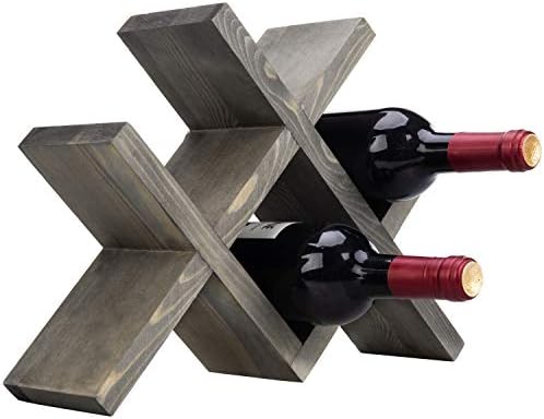 MyGift 4-Bottle Rustic Brown Wood Wine Rack