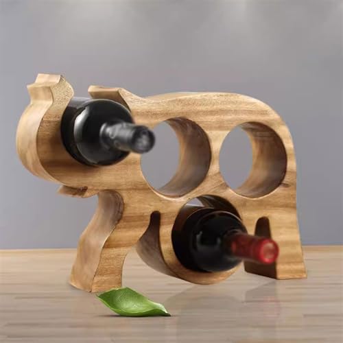 Solid Wood Elephant Wine Holder - Tabletop Wine Rack Decor