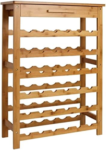 Sangsan Bamboo Wine Rack 6-Tier with Drawer