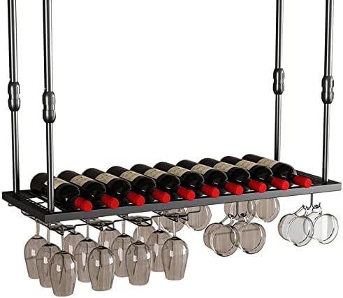 Suuim Adjustable Wine Glass Holder Metal Hanging Rack for Kitchen Bar Ceiling
