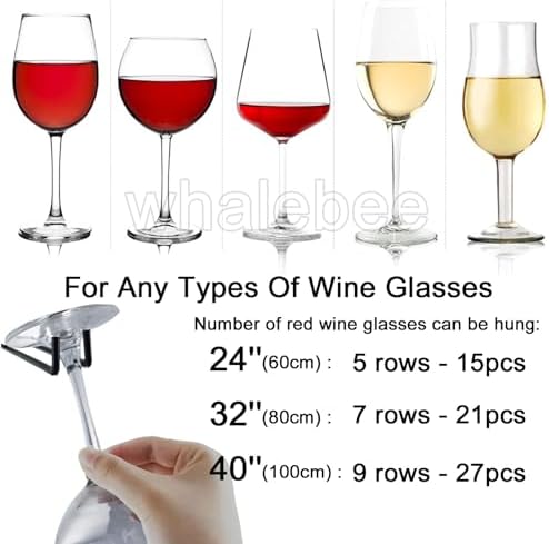 Wine Glass Rack Wall Mounted 5-9 Rows Metal Holder