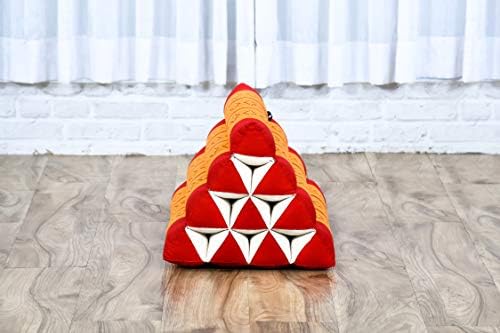 Leewadee Triangle Pillow Kapok Filled Comfortable Reading Backrest 20x13x13 Inches Orange Red