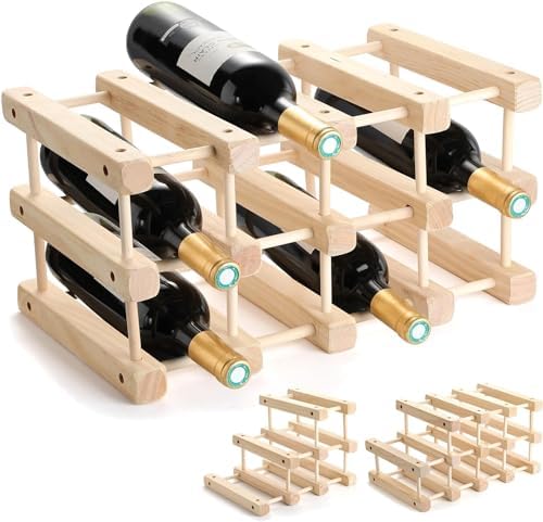 YYRZZ 12 Bottle Tabletop Wine Rack Wooden Holder Stand