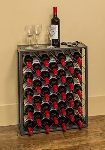 Mango Steam 32 Bottle Wine Rack with Black Glass Top 1