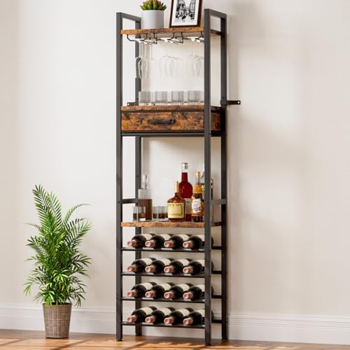 Vilaxing Freestanding Wine Rack with Storage Drawer
