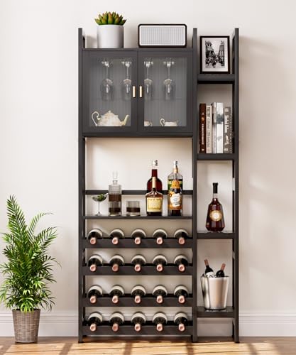 Cozivolife 4-Tier Freestanding Wine Cabinet Black