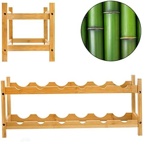 Nicunom 2-Tier Bamboo Wine Rack with 12 Bottles