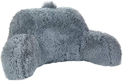 Klear Vu Shaggy Bed Rest Back Support Pillow - Large 30x21 Gray