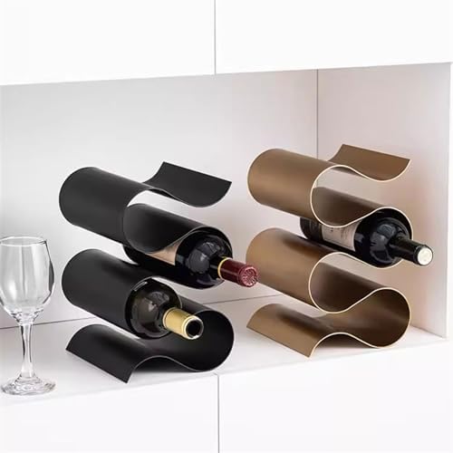 Black Tabletop Wine Rack with S-Shaped Design